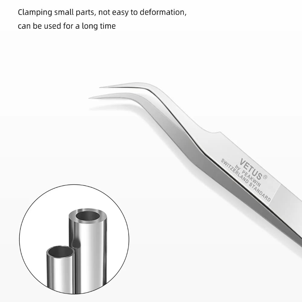 Pince à épiler professionnelle en acier inoxydable pour extensions de cils