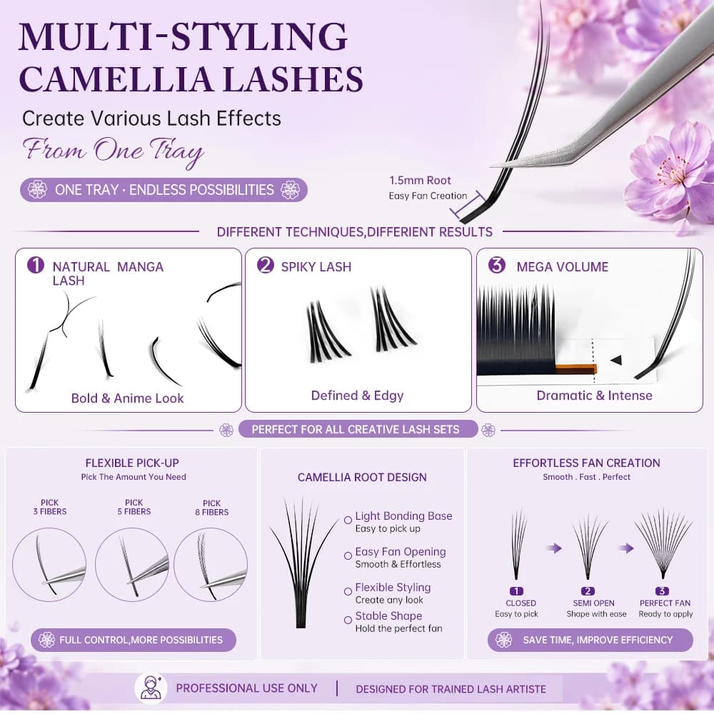 Extensions volume Camellia doux et naturels