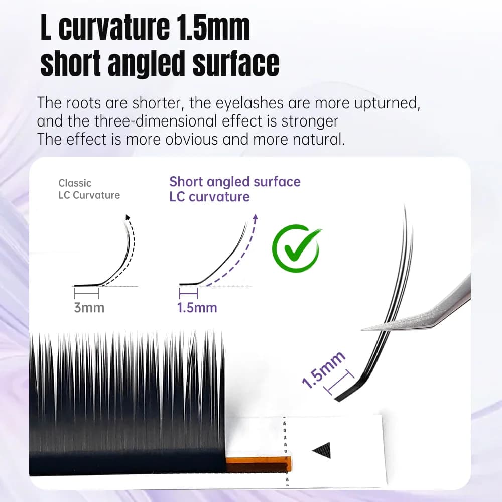 Extensions de cils volume Camellia racines courtes relevées