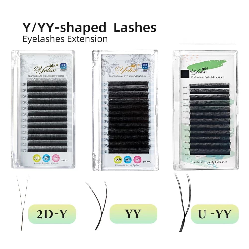 Extensions de cils YY en forme U, Fans préformés à double pointe
