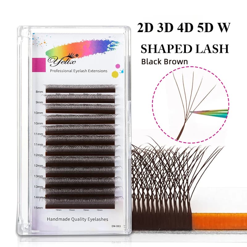 Extensions de cils éventails préformés Brown W Shape 2D-5D