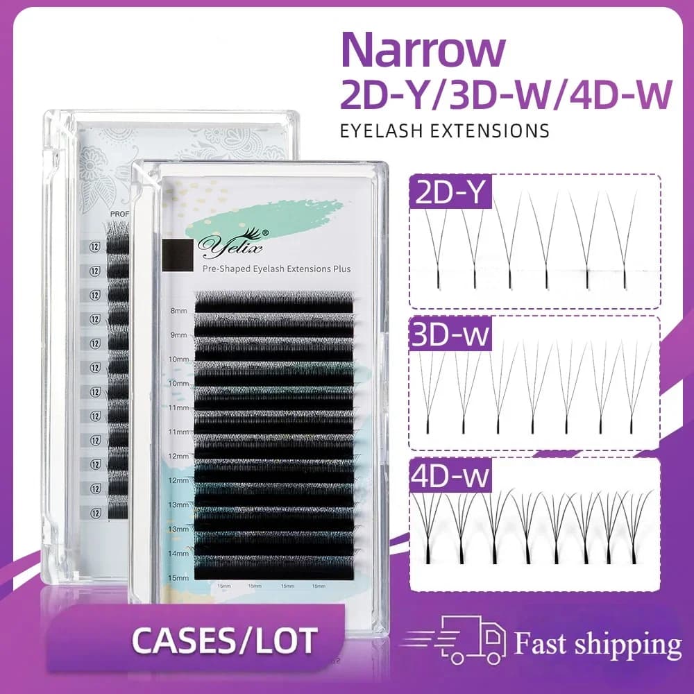 Extensions de cils forme W étroite, éventails volume 2D-5D