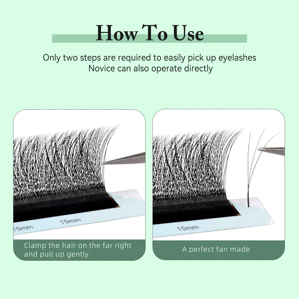 Extensions de cils éventails volumineux préformés 3D en forme W étroits