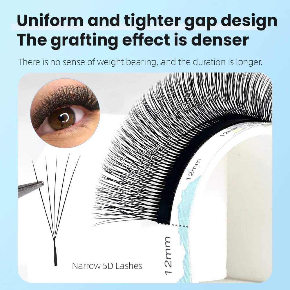 Extensions de cils étroits 5D forme W à épanouissement automatique