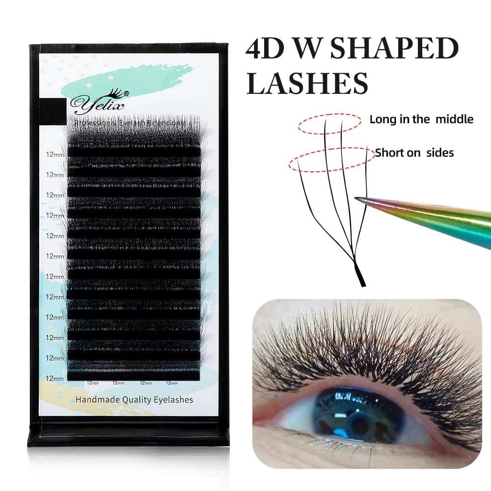 Cils améliorés 4D forme W, courbure D, mix 8-12 mm