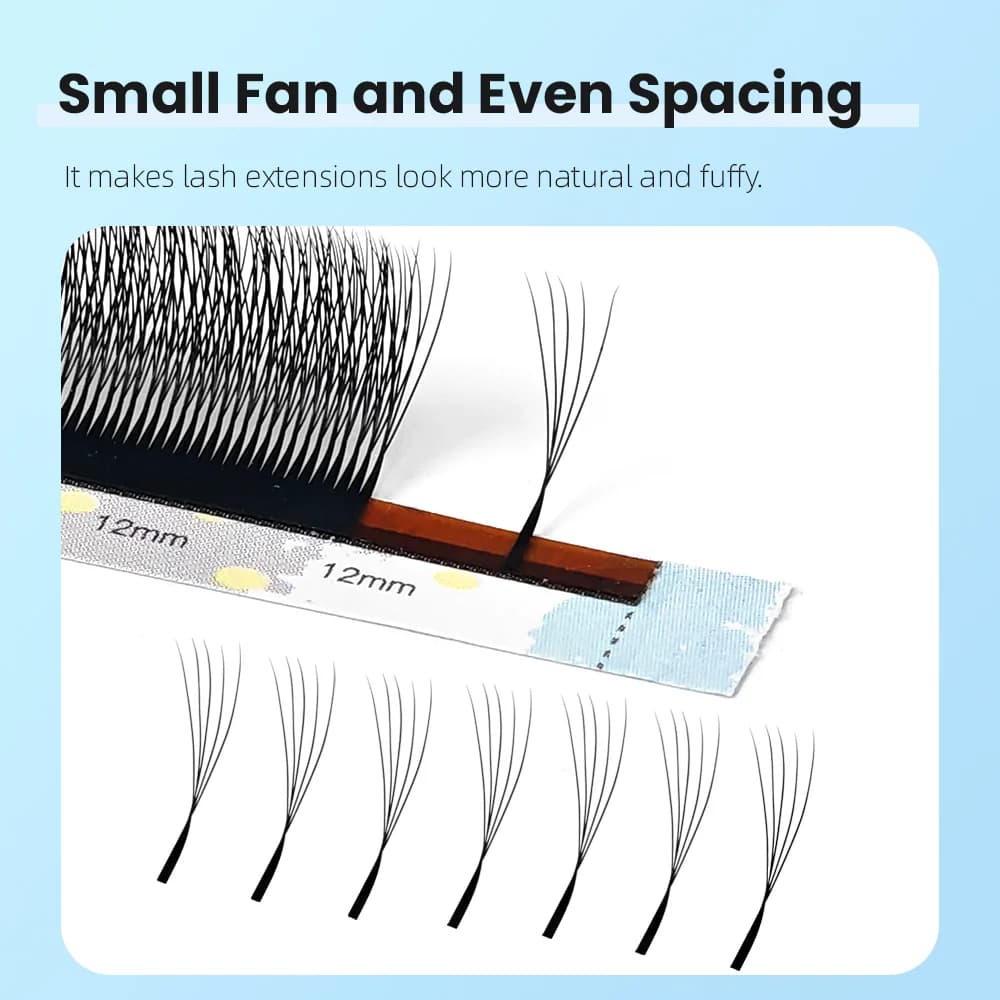 Extensions de cils préformés en éventail volume 5D forme W étroite