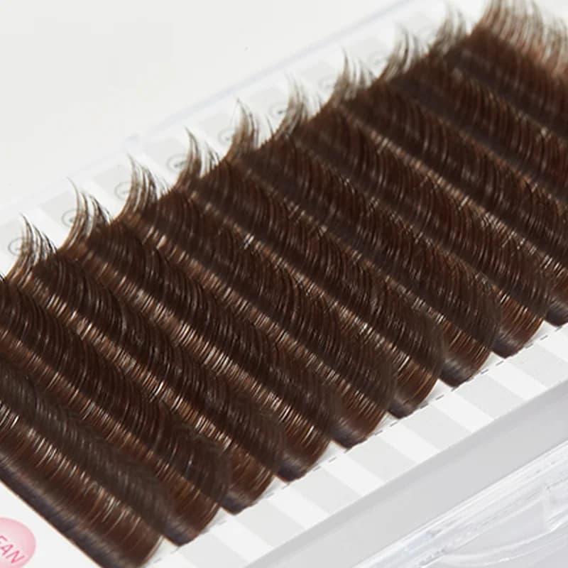 Extensions de cils éventails faciles brun foncé, boucle C/D, 8-15 mm