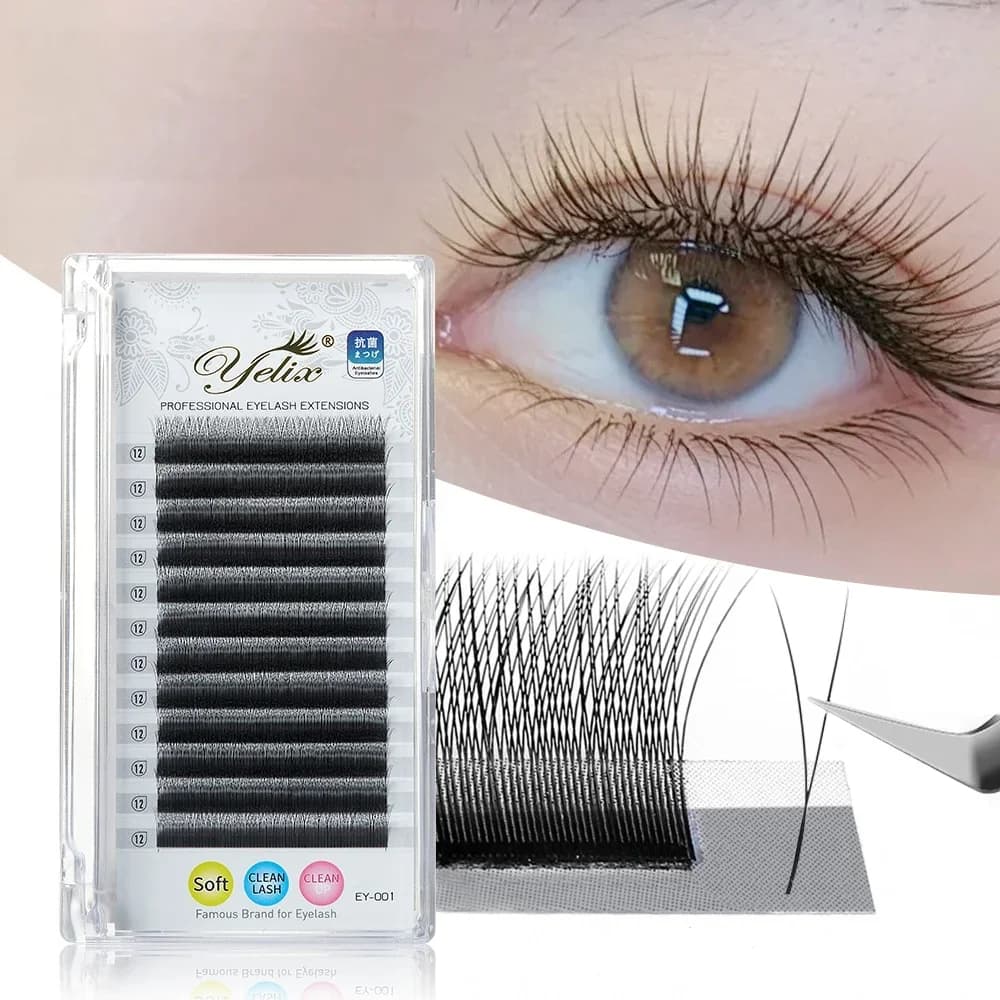 Extensions de cils éventails préformés 2D en forme de Y à pointe unique 0.10mm