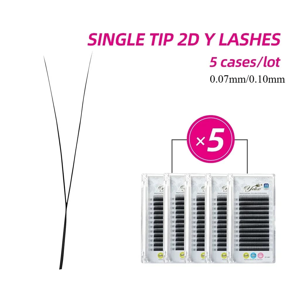Extensions de cils Y 2D, 5 boîtes, filet maillé haute densité