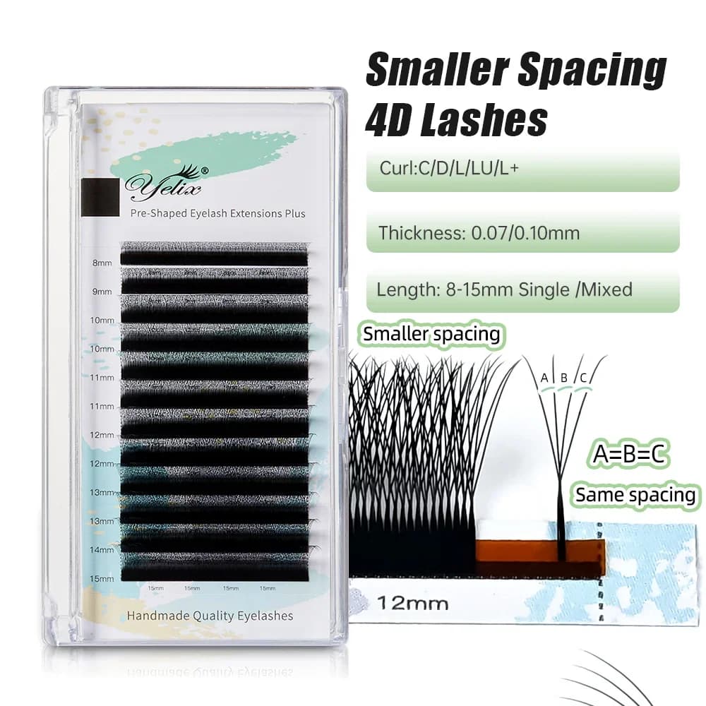 Extensions de cils automatiques fleurissantes forme W 4D étroites