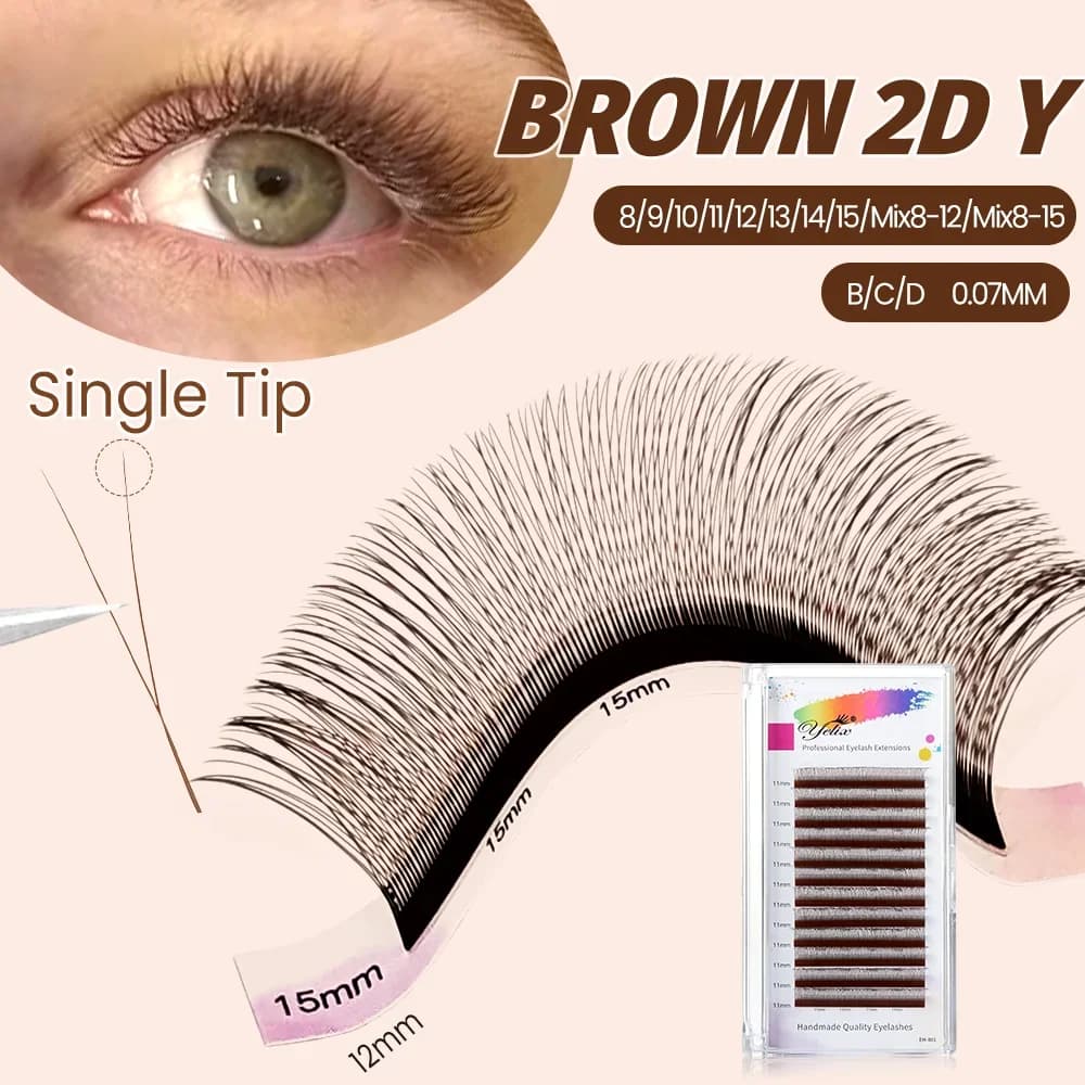 Cils Volume Russe 2D Y Noir Marron 12 rangées