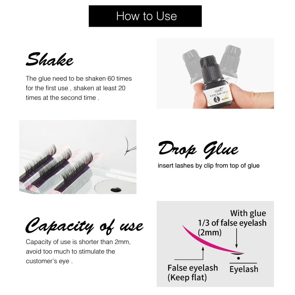 Colle Professionnelle pour Extensions de Cils 5ml - Pack de 3