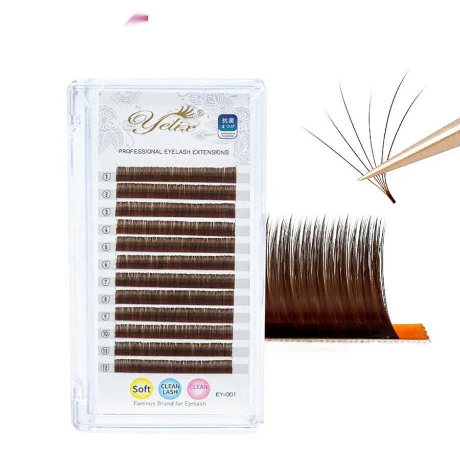 Extensions de Cils en Soie Marron Foncé Easy Fanning