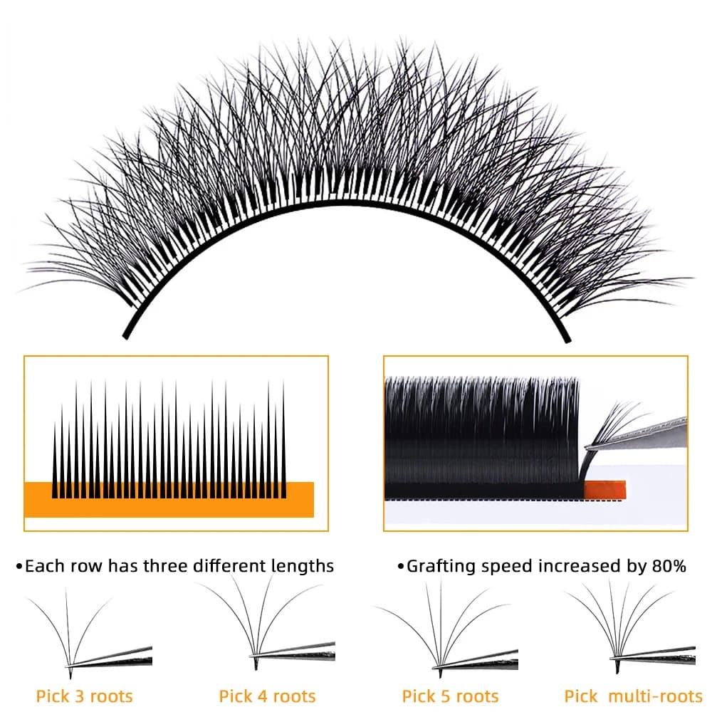 Extensions de cils éventails Camellia multi-longueurs