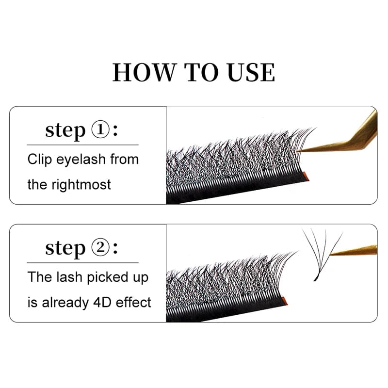 Extensions de cils préfabriqués en éventail 4D forme W florale