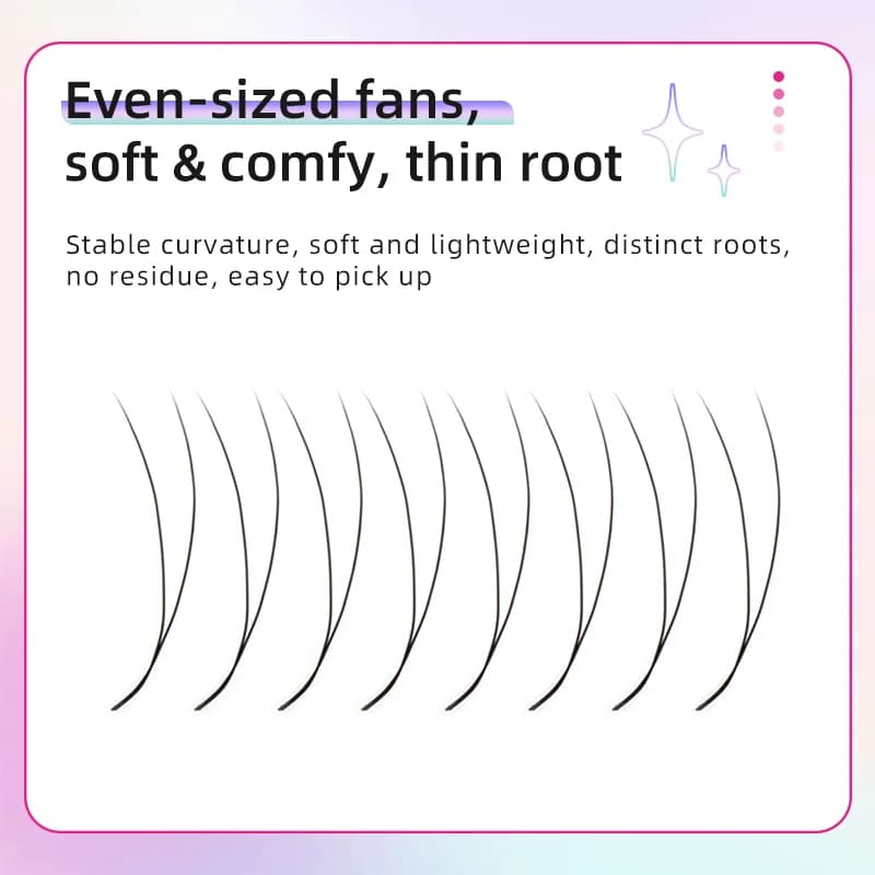 Extensions de cils éventails préformés 2D en forme de Y à pointe unique 0.10mm