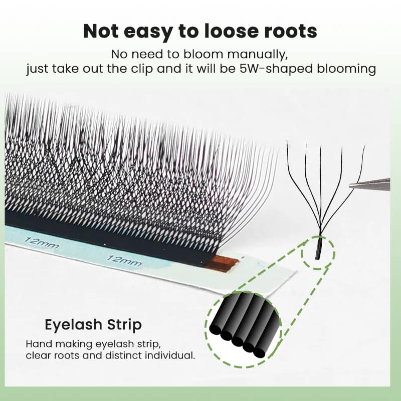 Extensions de cils éventails préformés volume 5D en forme W