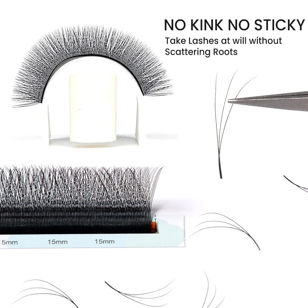 Extensions de cils en éventail préformé 3D forme W étroite